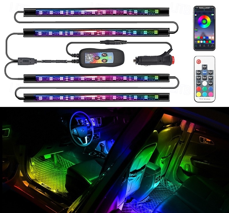 Bandes LED, éclairage intérieur intelligent RGBIC pour voiture avec contrôle par application, modes musicaux et millions de couleurs, éclairage LED pour la décoration de voiture, 12 V CC de 2026 ? $35.99 –P1