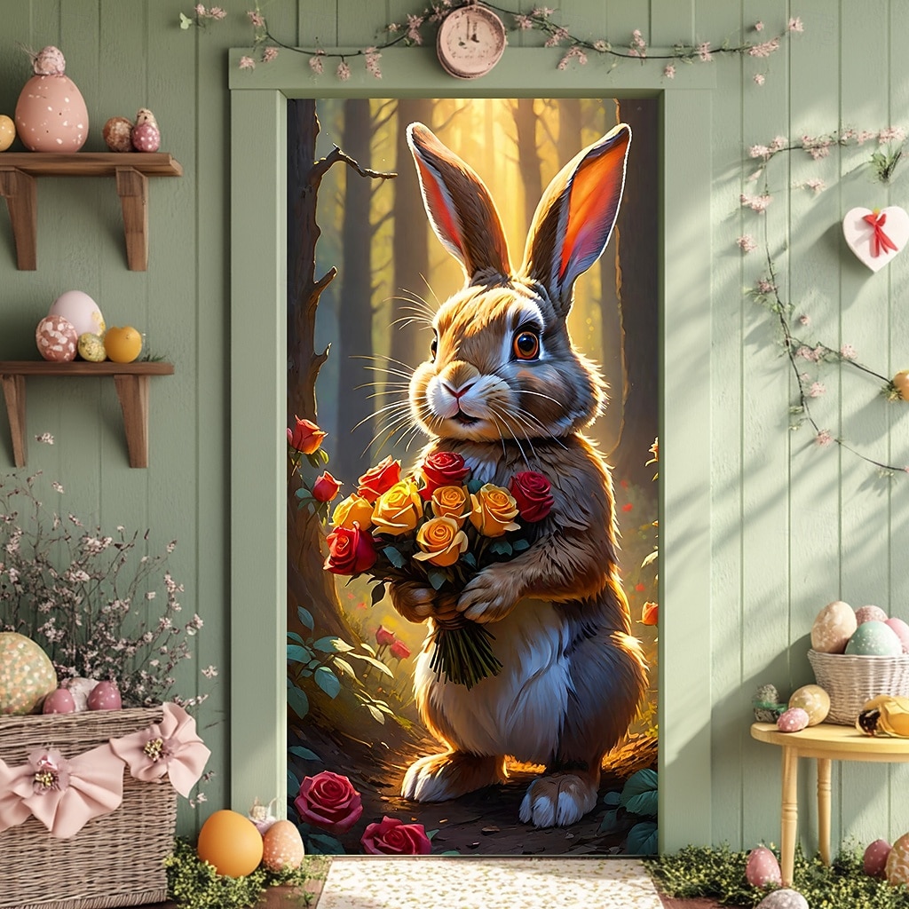 Easter Posters Door Cover Outdoor Banners Rabbit Cute 3D Party Dorm Teens Room College Dorm Guys Man Cave Frat Bedroom Shooting Backgrounds Home Decor 2026 - $17.99 –P3