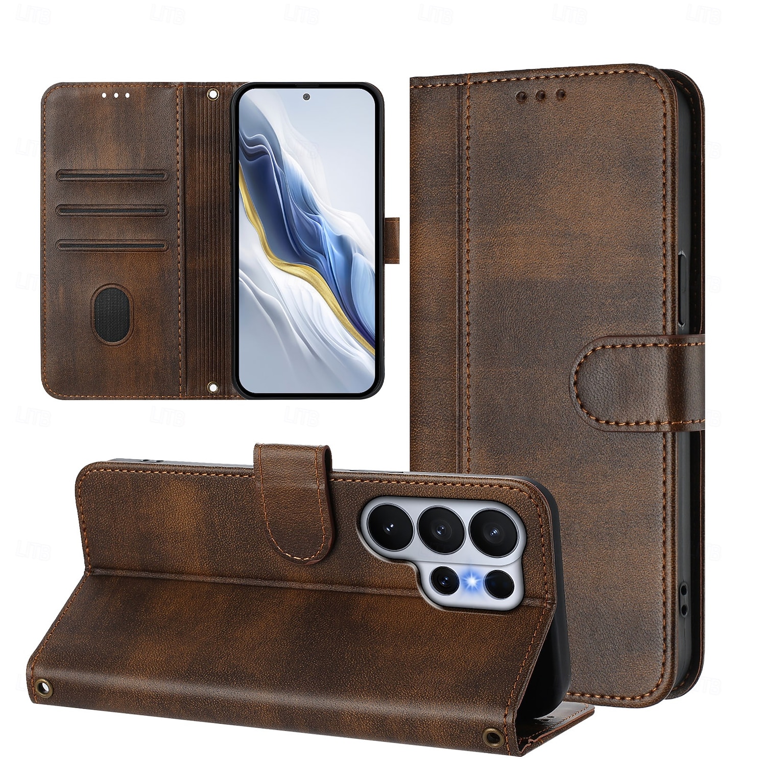 telefon Kılıf Na Samsung Galaxy S26 S26 Ultra Plus Etui na karty portfela Z podpórką Obsługa ładowania bezprzewodowego z paskiem na nadgarstek Retro TPU Skóra PU 2026 - $15.99 –P4