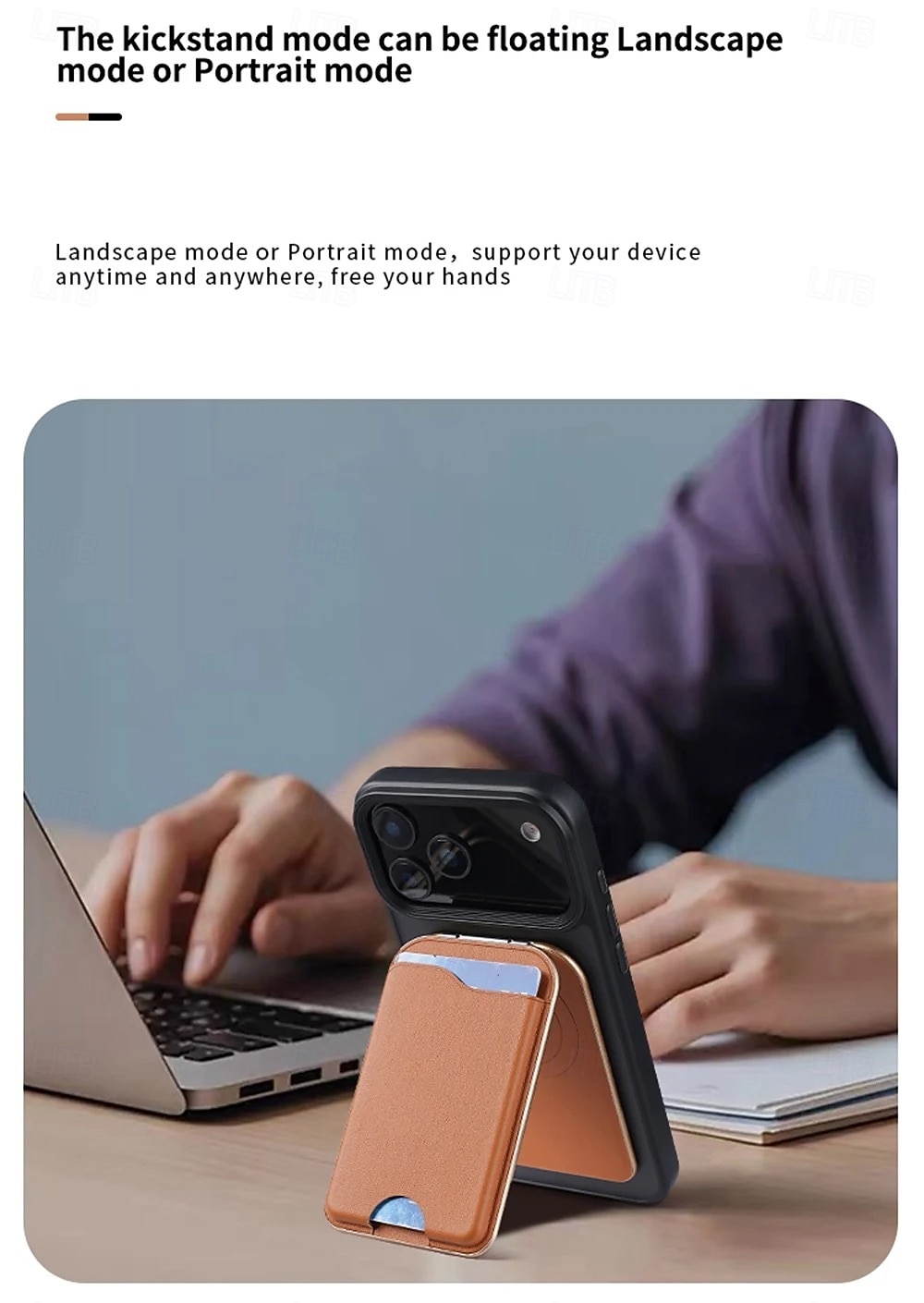 2-in-1 magnetischer MagSafe-Wallet-Ständer, magnetisches Leder-Kartenetui für iPhone 17, 16, 15 Pro Max Serie mit verstellbarer Halterung 2026 - $22.99 –P6