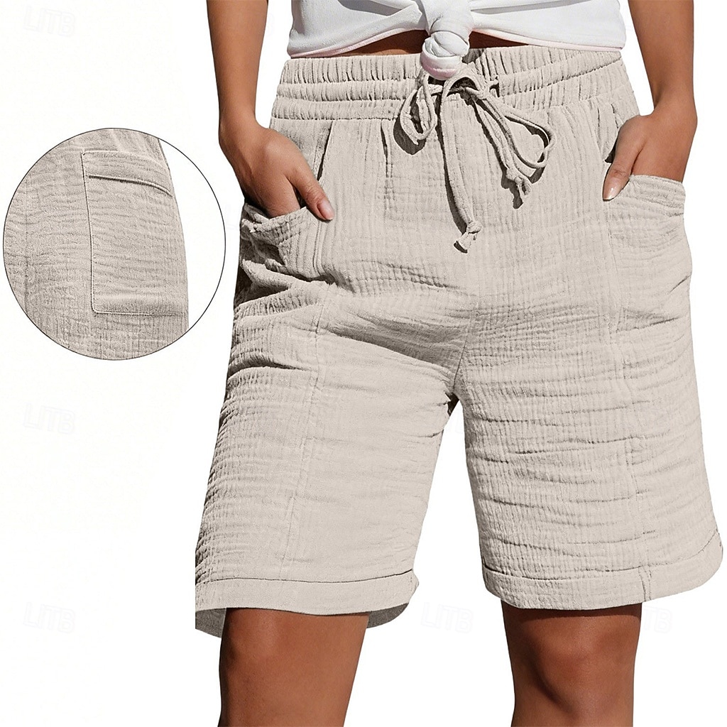 Damen Bermudashorts Shorts Sommershorts Strandshorts Urlaub Mode Alltagstauglich Knielang Hohe Taille Einfarbig Einfach Kordelzug Tasche Elastischer Bund Komfort Weich Atmungsaktiv Mikroelastisch 2026 - $28.99 –P5