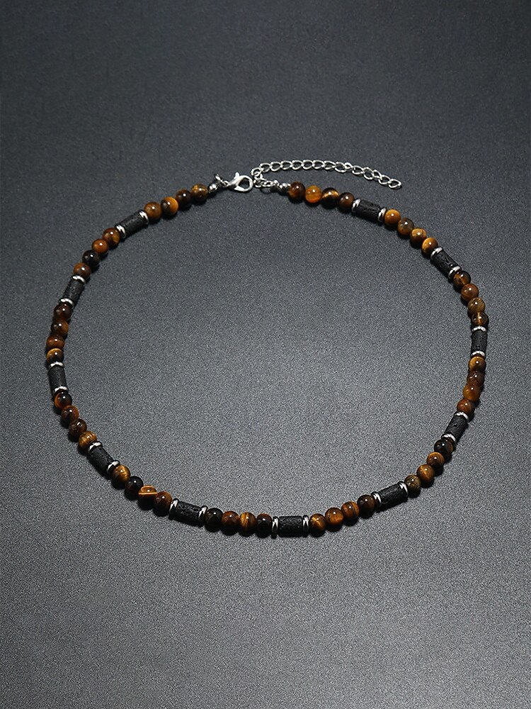 Pánský náhrdelník s přírodními kameny v bohémském stylu, vícebarevný, ideální pro každodenní nošení i dovolenou u moře 2026 - $11.99 –P7