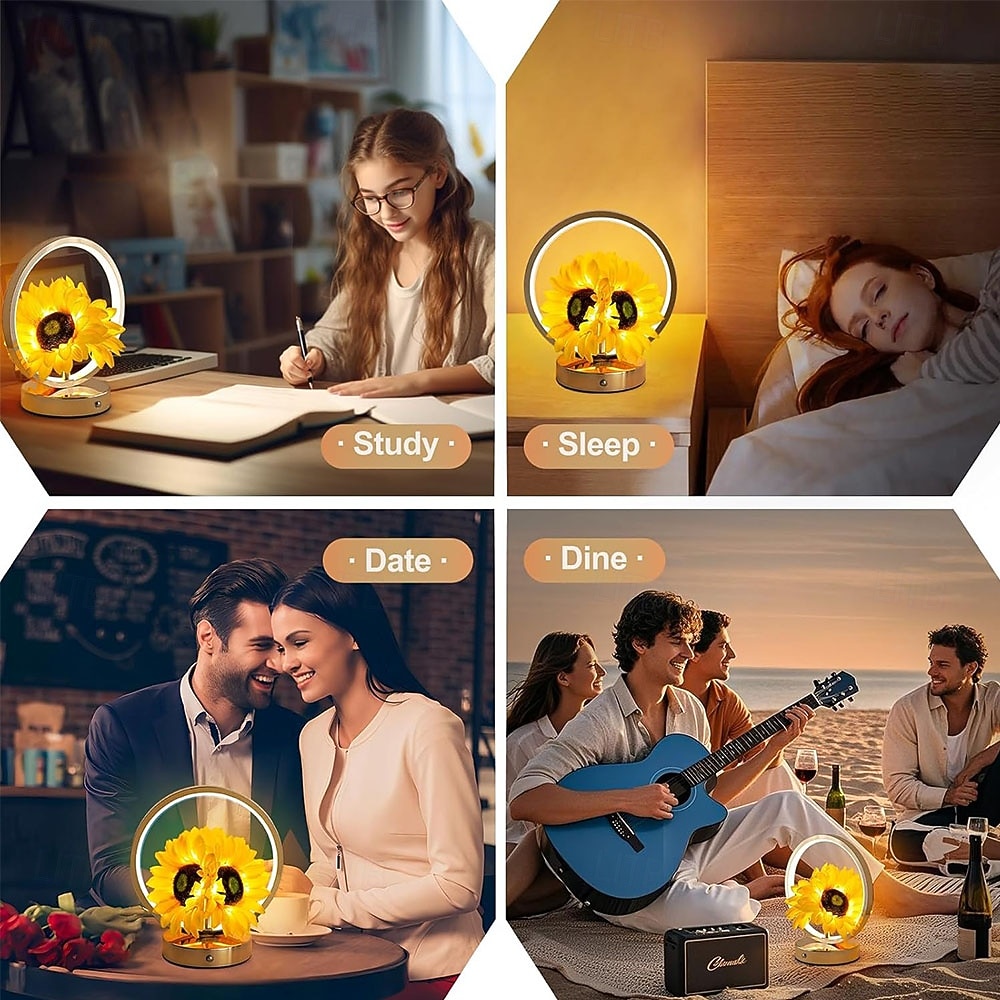 Sunflower Birthday Gifts for Women Mom,Sunflowers Flower Touch Lamp,Rechargeable Cordless 3 Way Dimmable Small Night Light for Living Room,Bedroom,Office Home Decor Thank You Gifts 2026 - $61.99 –P6