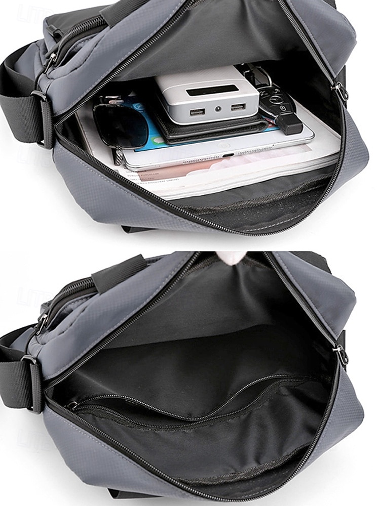 Bolsa transversal masculina de nylon em várias cores, com grande capacidade, múltiplos bolsos e alça ajustável, ideal para uso casual diário, viagens e atividades ao ar livre. de 2026 por $18.99 –P9
