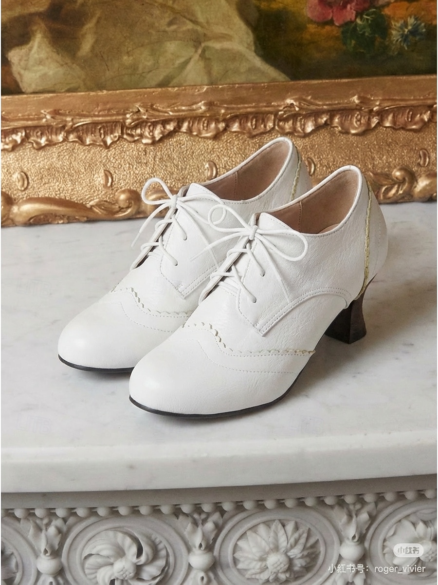 Women's Victorian Style Lace-Up Oxford Pumps - Elegant Edwardian Retro Heeled Booties with Scalloped Brogue Detail and Spool Heel for Vintage Weddings, Period Costumes & Classic Tea Parties 2026 - $64.99 –P2