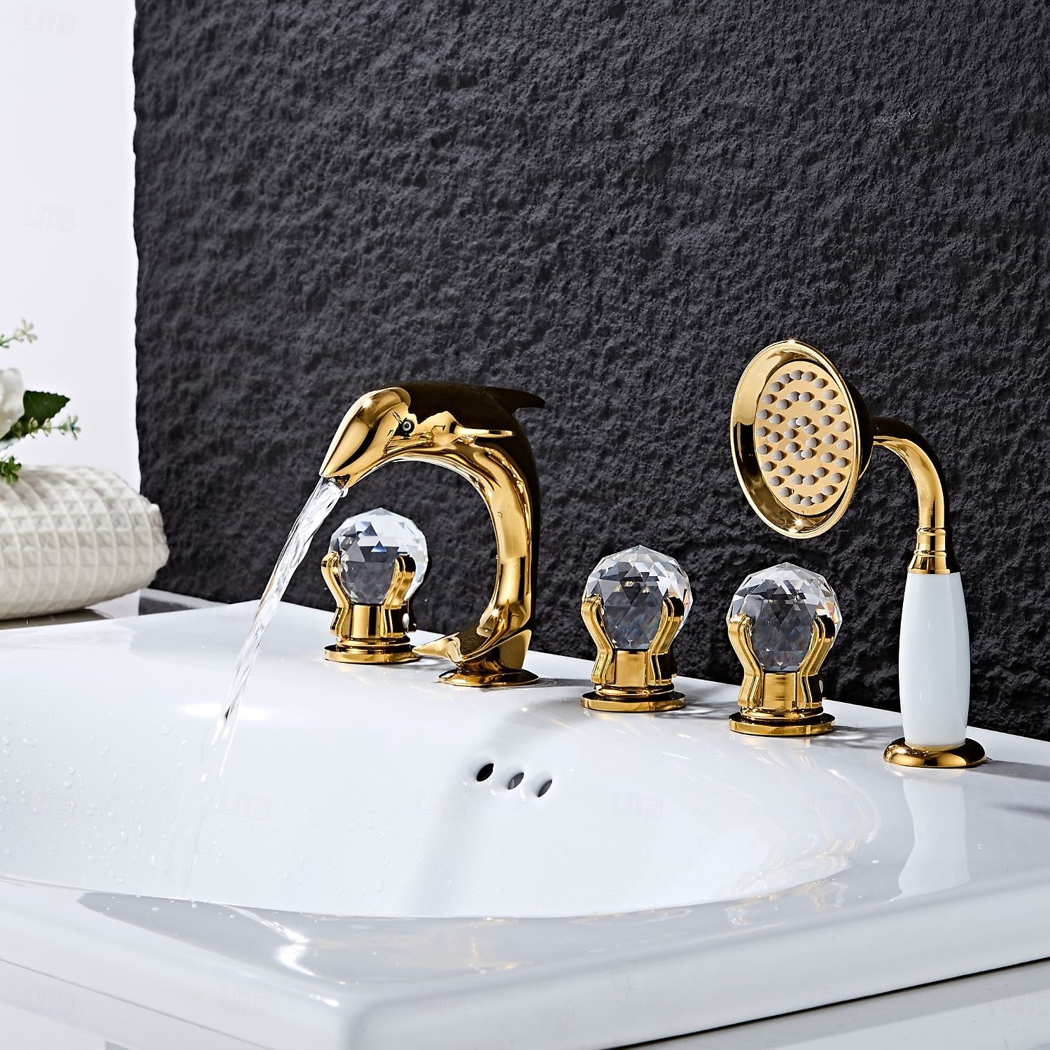 Basin Faucet Basin Faucet, Total Brass Dolphin Bathroom Faucet, Widespread Sink Faucet, 5 Hole Hot and Cold Water Tap 2026 - €401.63 –P5
