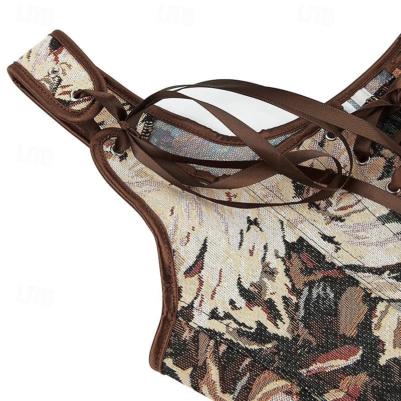 Kostymer i middelalderstil Renessanse Cottagecore Korsett Bodice Viking Bonde Blondér Blomstret Jacquardvevnad Kostyme Dame Keltisk fantasi Halloween Karneval Ytelse LARP Ren Faire Voksne Korsett 2026 - $29.99 –P4