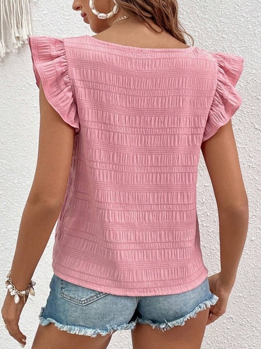 Per donna Camicia Blusa Maglietta senza maniche Volant Semplice Elegante Classico Moderno Senza Maniche Collo quadrato Top Regolari Quotidiano Ferie Uscire Blu Nero Bianco Verde Azzurro Estate del 2026 a $21.99 –P20