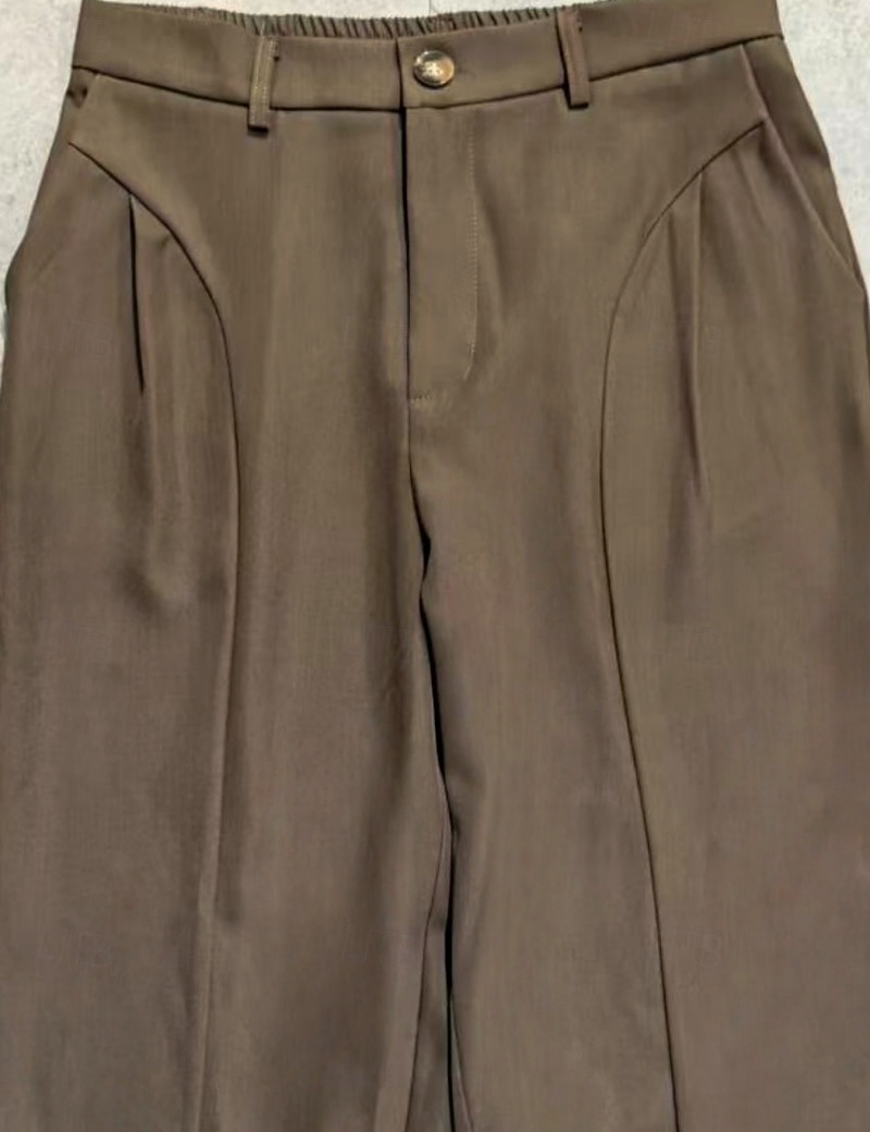 Per uomo Pantaloni Pantaloni Eleganti Tasca Bottoni Semplice Comodità Traspirante Lunghezza intera All'aperto Abbigliamento casual alla moda Vacanza Moda Marrone Grigio scuro Inelastico del 2026 a $36.99 –P7