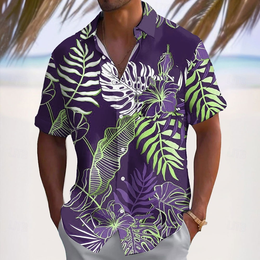 Per uomo Foglia di palma Palma di Cocco Piante Tropicali Camicia hawaiana estiva Camicia con Bottoni Camicia Aloha Manica Corta Hawaiano Vacanza Estate Primavera Collo ripiegato Stampa 3D camicie con del 2026 a $25.99 –P4