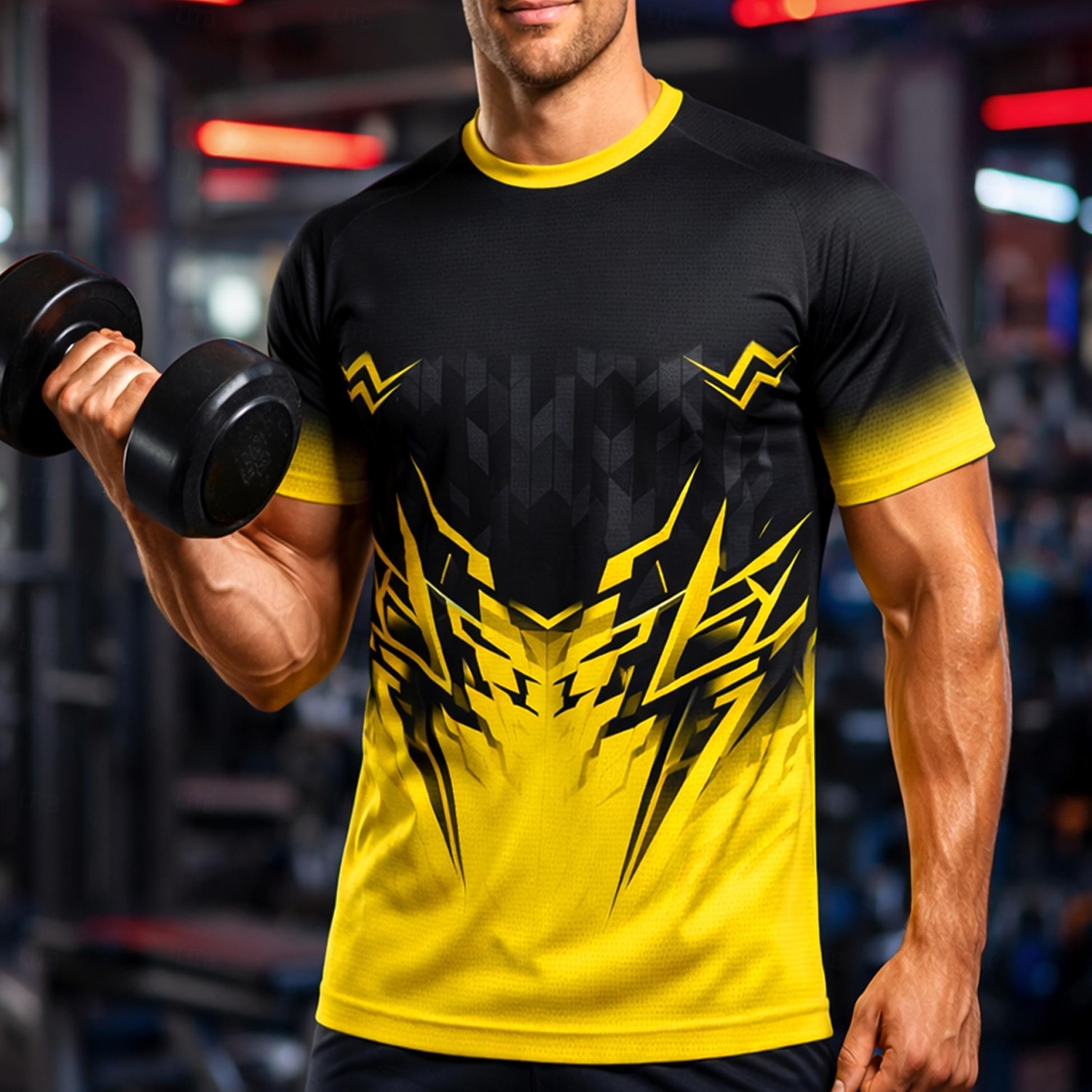 Bărbați Tricou de fotbal Geometric Gradiant Top de alergare Tricou sport Vară Manșon scurt UPF 50 Uscare rapidă Confortabil la umezeală Respirabil Turneu Fotbal Sală de fitness Alergat Antrenament 2026 - $18.99 –P5