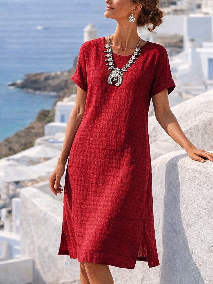 Per donna Mini Abito Vestito T-Shirt Abito Estivo Casual Quotidiano Vestibilità comoda Semplice Manica Corta Girocollo Blu Verde chiaro Rosa scuro Rosso Estate Primavera del 2026 a $9.99 –P4