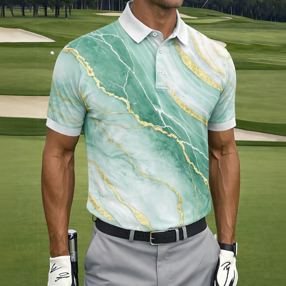 Per uomo Marmo Golf Polo Sportivi Manica Corta Magliette polo Camicie con Colletto Casual Athleisure Bottoni Estate Primavera Blu Nero Viola del 2026 a $22.99 –P2