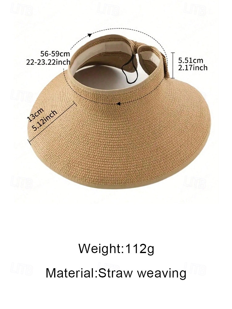 Women's Wide Brim Straw Sun Visor Hat, Foldable, Open Top, Multiple Colors, Lightweight Summer Beach Travel Hat for Casual, Vacation and Outdoor Wear 2026 - $11.99 –P14