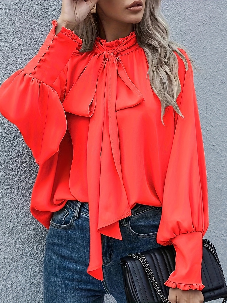 Γυναικεία Πουκάμισο Μπλούζα Μπλούζες σιφόν Σουρωτά Κουρελού Σκέτο Κομψό Διακοπές Στυλάτο Μακρυμάνικο Ζιβάγκο Κανονικά μπλουζάκια Καθημερινά Γραφείο Αργίες Θαλασσί Μαύρο Ανθισμένο Ροζ Κρασί Πορτοκαλί 2026 - $36.99 –P4