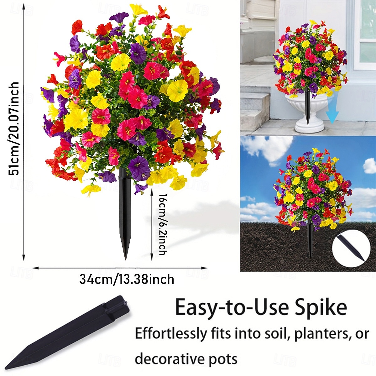20-дюймовый колышек для искусственных цветов, декоративный садовый колышек для ипомеи, разноцветный, для двора. &газон, прочный пластик, не выцветающий, всесезонное украшение 2026 - $25.99 –P2