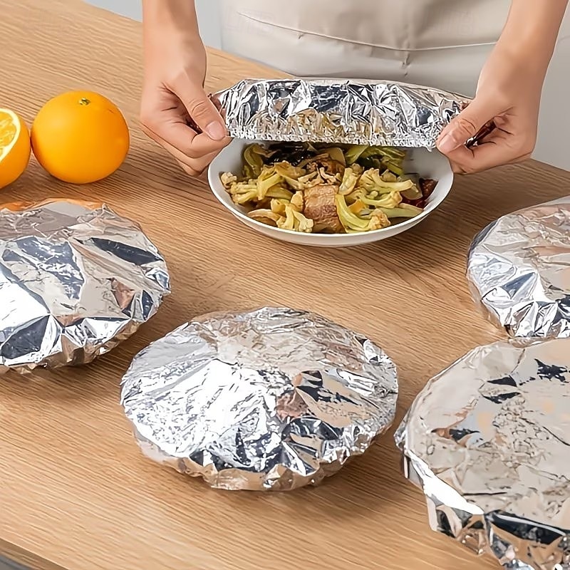 100 tapas de aluminio para conservar el calor: tapas reutilizables para recipientes de alimentos, a prueba de fugas y con cierre hermético, perfectas para almacenar alimentos, mantienen la comida 2026 - $13.99 –P1