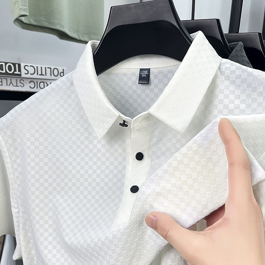 Herren Polo Business-Polo Lässig Geschäft Revers Kurzarm Mode Modern Einfach Knöpfe Rein Sommer Frühling Normale Passform Schwarz Weiß Purpur Grün Khaki Grau Polo 2026 - $22.99 –P1