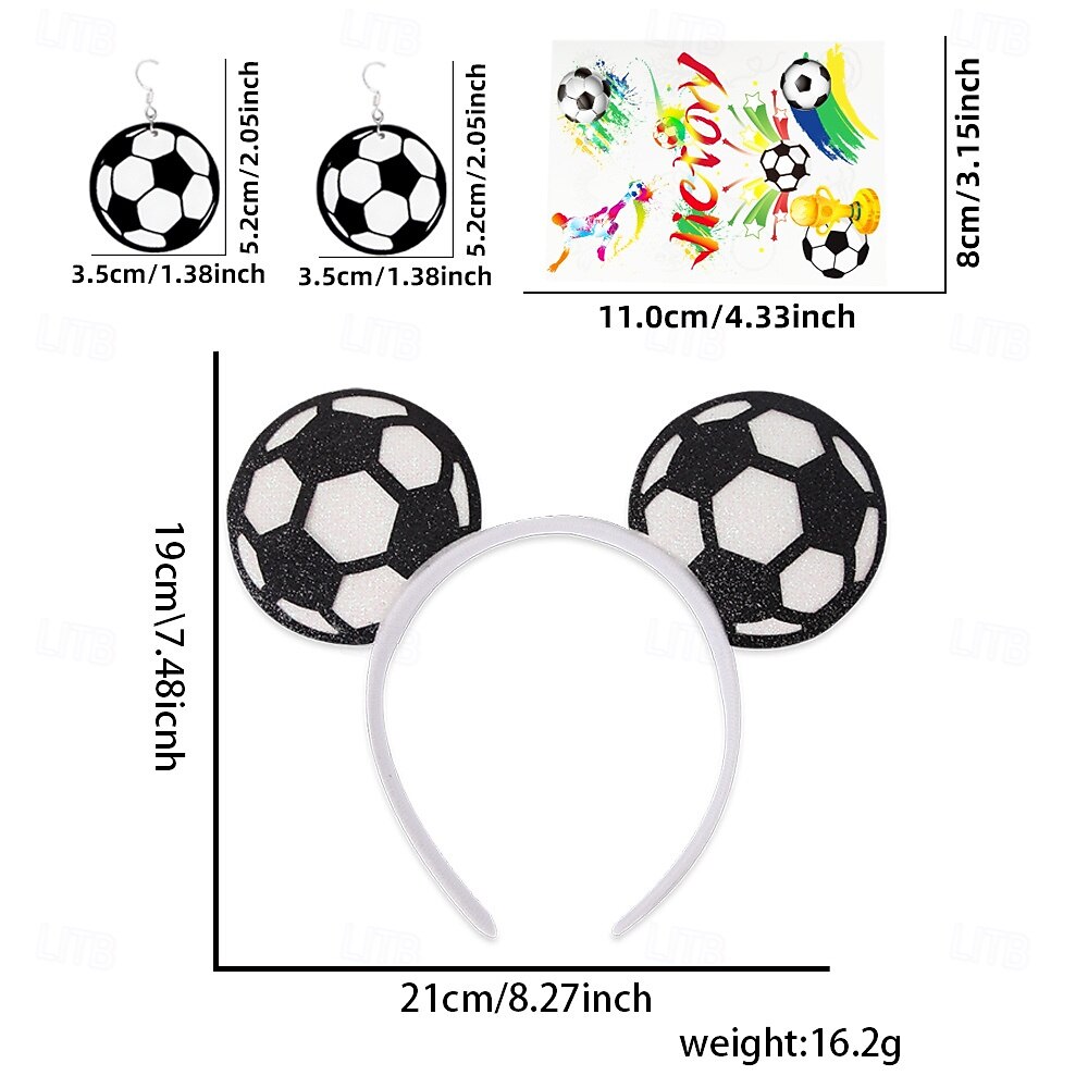 Kit para fanáticos del partido mundial de fútbol de verano de EE. UU., Canadá y México 2026, accesorios para porristas, diademas, aretes, tatuajes adhesivos y accesorios para porristas y apoyo 2026 - $9.99 –P12