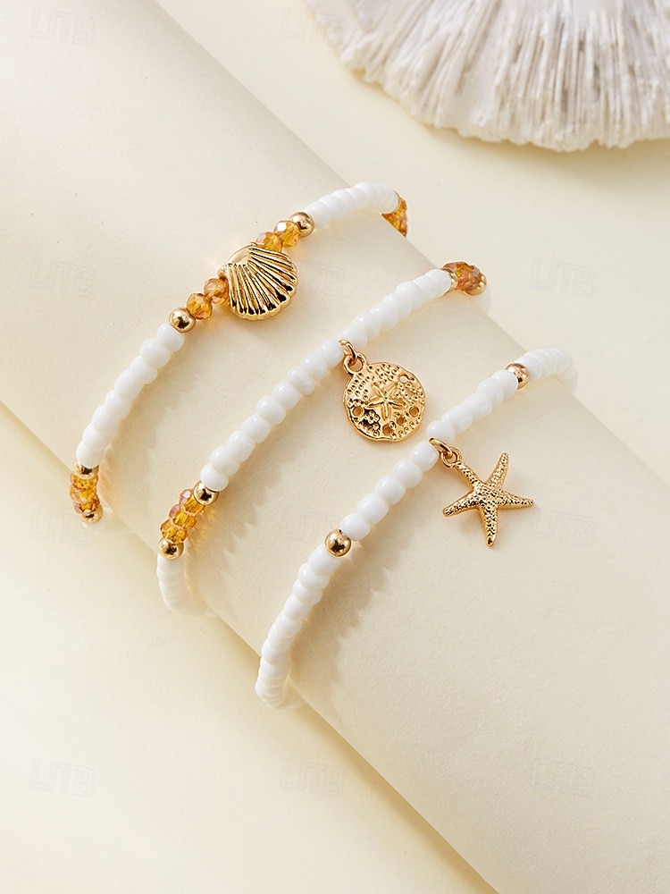 Women's Boho Elastic Beaded Anklet Set, Alloy Beads, Stretchable, Multi-Color, Trendy Summer Foot Jewelry, Perfect for Vacation, Travel and Daily Casual Wear 2026 - $7.99 –P9