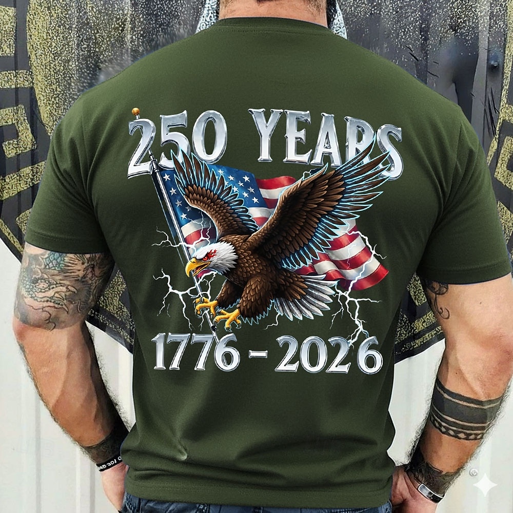4 luglio 2026 250° Giorno della Memoria Maglietta a Maniche Corte con Stampa 3D Bandiera USA Collo Rotondo da Uomo Quotidiano Street del 2026 a $21.99 –P3
