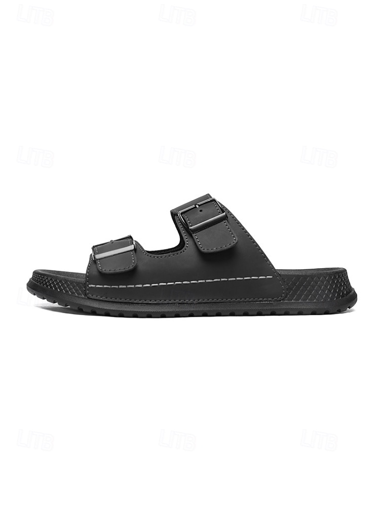 Sandalias de cuero de doble tira para hombre, duraderas y cómodas, calzado elegante para isla y crucero para vacaciones, resort y uso informal. 2026 - $29.99 –P2