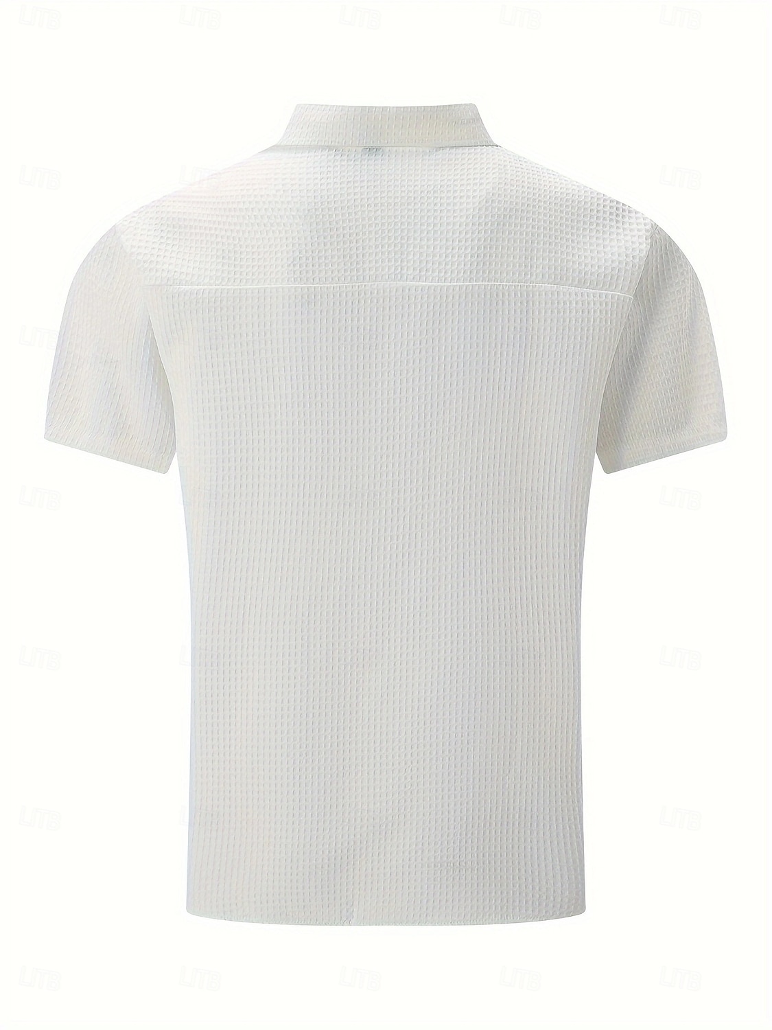 Men's Shirt Waffle Shirt Texture Casual Shirt Button Up Shirt Blue Black White Pink khaki Short Sleeve Plain Lapel Casual Daily Clothing Apparel Fashion Modern Casual Comfortable 2026 - $21.99 –P3