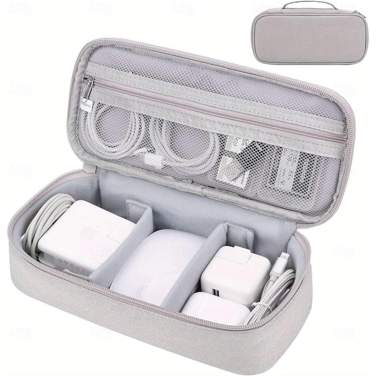 Travel Storage Bag with Cable Management, Zippered Light Gray Tech Organizer for Chargers, Power Banks, Hard Drives, Data Cables – Portable Carry-On Travel Case 2026 - $23.99 –P1