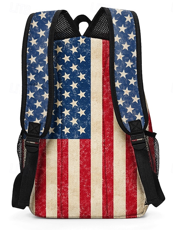 Unisex-Rucksack aus Polyester mit Print, Vintage-Design mit amerikanischer Flagge, großes Fassungsvermögen, strapazierfähig, ideal für den 250. Jahrestag, den Unabhängigkeitstag, Reisen und Outdoor-Aktivitäten. 2026 - $24.99 –P7