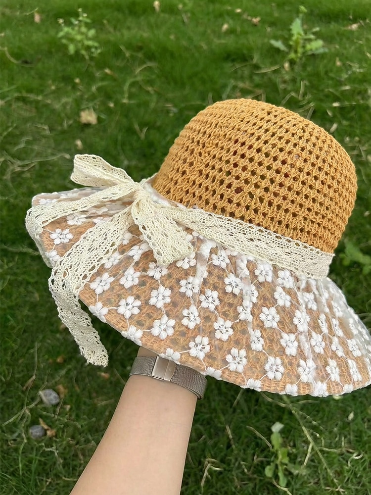 Women's Boho Woven Sun Hat with Bow, Lightweight Wide Brim Summer Beach Cap for Casual Wear, Travel, Vacation, Resort and Outdoor Leisure Styling 2026 - $11.99 –P6