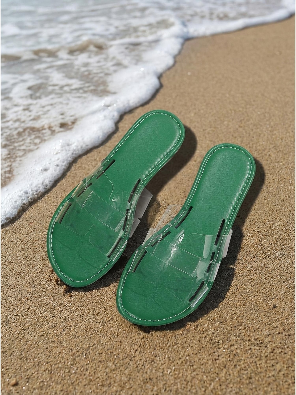 Färgglada gula strandtofflor för kvinnor - eleganta platta sandaler i genomskinlig PVC med H-remmar för tropiska semestrar och öresor &sommarkläder vid poolen 2026 - $18.99 –P3