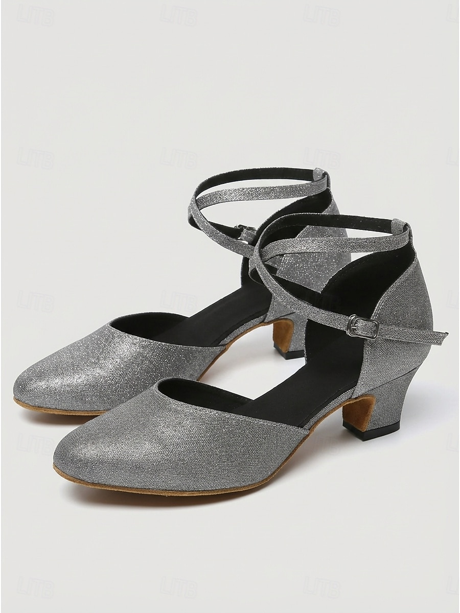 Chaussures de danse latine à paillettes pour femmes, élégants escarpins de salon à bout fermé avec bride à la cheville pour la salsa et le tango &pratique de danse de 2026 ? $84.99 –P8