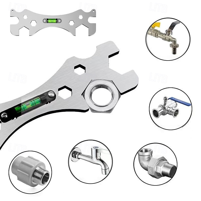 universal krannøkkel dusjnøkkel 9mm 12mm 14mm 17mm 23mm 30mm skrue mutteråpninger med vater for dusjreparasjon baderomsslange rørleggerarbeid fjerning servantkran avløp vask verktøy 2026 - $9.99 –P1