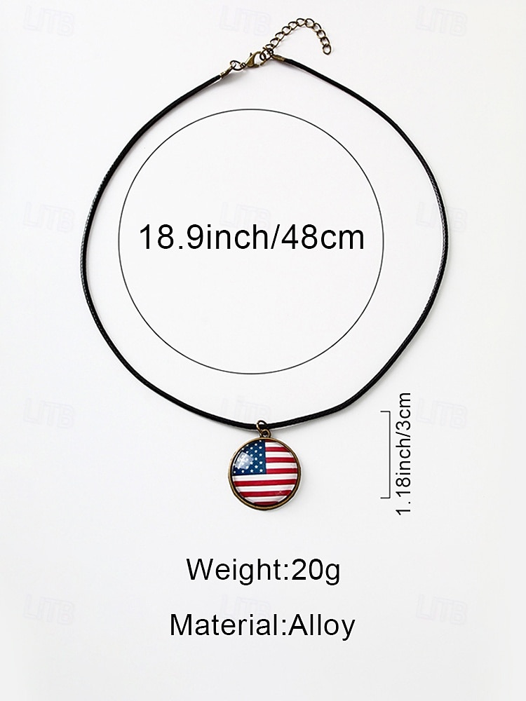 Men's American Flag Pendant Necklace, Alloy and Acrylic Material, Patriotic Style, Perfect for US 250th Anniversary, Independence Day, Outdoor Casual and Everyday Wear 2026 - $7.99 –P7