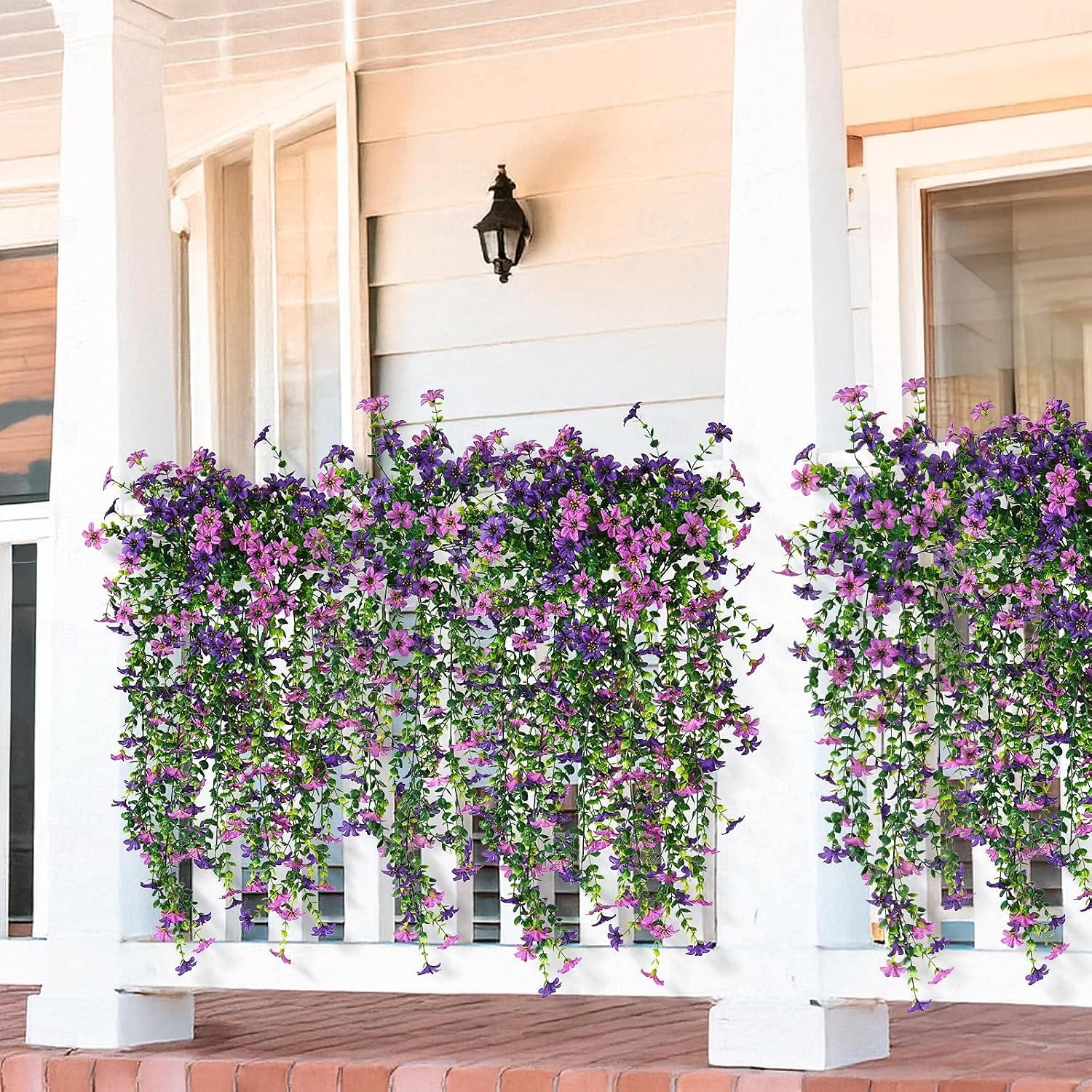 4 Pcs Artificial Hanging Flowers Plants for Outdoor Spring Decoration,Faux Silk Violet with Eucalyptus Leaves,UV Resistant for Outside Home Indoor Planter Porch Patio Balcony Yard Decor 2026 - $21.99 –P6