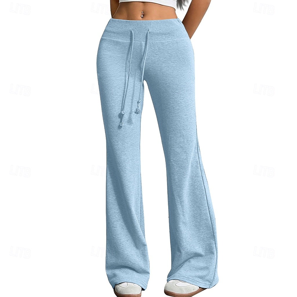 Mujer Pantalones de Deporte Pantalones Pantalones de verano Pantalones casuales Vacaciones Moda Casual / Diario Longitud total Alta cintura Plano Correa Cintura elástica Pierna recta Comodidad Suave 2026 - $22.99 –P17
