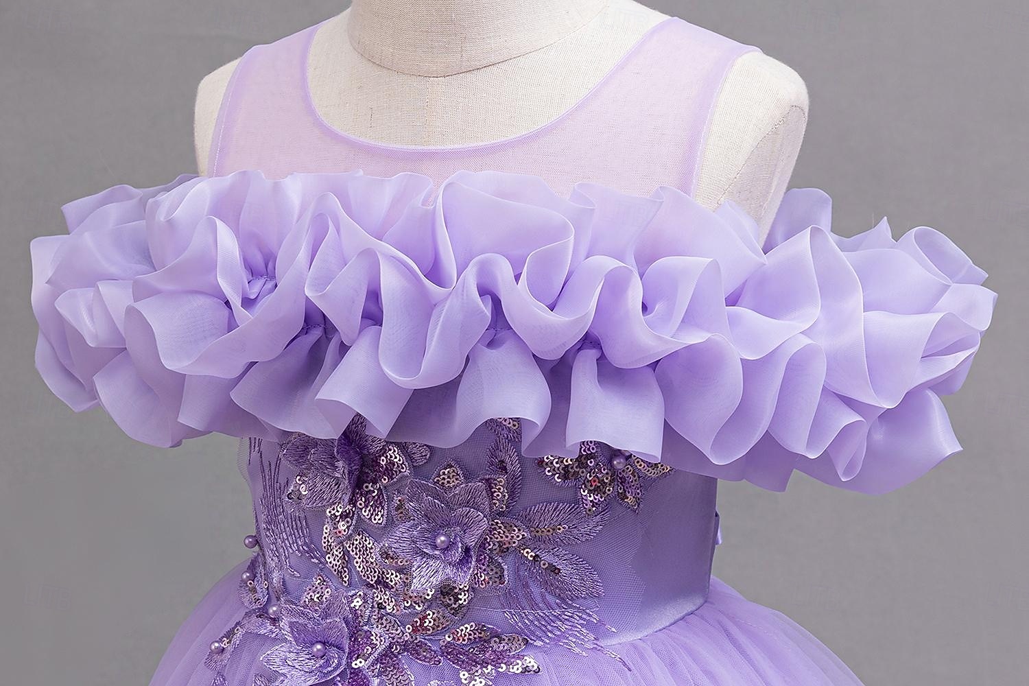 Kids Girls' Party Dress Solid Color Sleeveless Wedding Performance Elegant Fashion Sweet Cotton Blend Polyester Maxi Summer Spring Fall 4 years+ Purple 2026 - $51.99 –P4