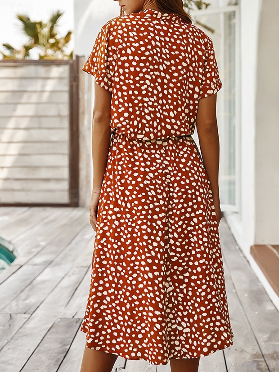 Dame Midikjole Uformell kjole Floral kjole Elegant Mote Moderne utendørs Feriereise Ut på byen Normal Blomstret Kortermet V-hals Blå Hvit Gul Navyblå Sommer Vår 2026 - $28.99 –P11