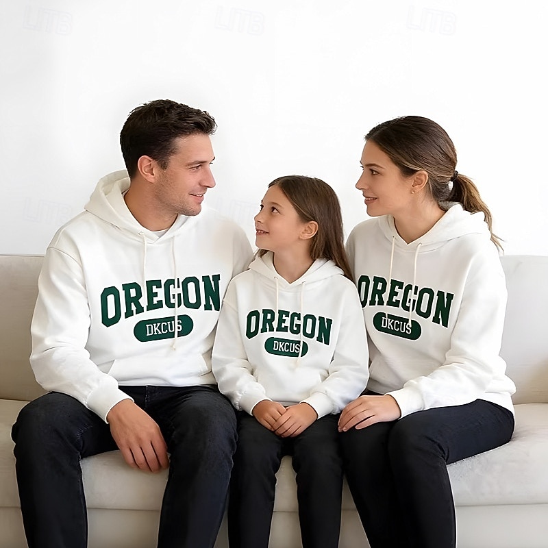Family Tops Letter Casual Print Red Light Purple Beige Long Sleeve Active Matching Outfits 2026 - $45.99 –P14