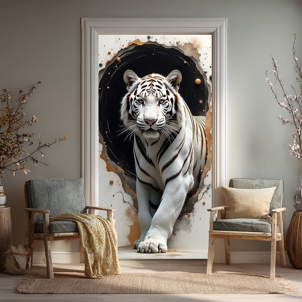 Плакаты Дверная крышка Наружные баннеры Tiger Симпатичные Стиль 3D Общежитие Комната для подростков Общежитие колледжа Спальня в мужском общежитии "Пещера" Фоны для съемки Входная дверь Домашний декор 2026 - $17.99 –P4