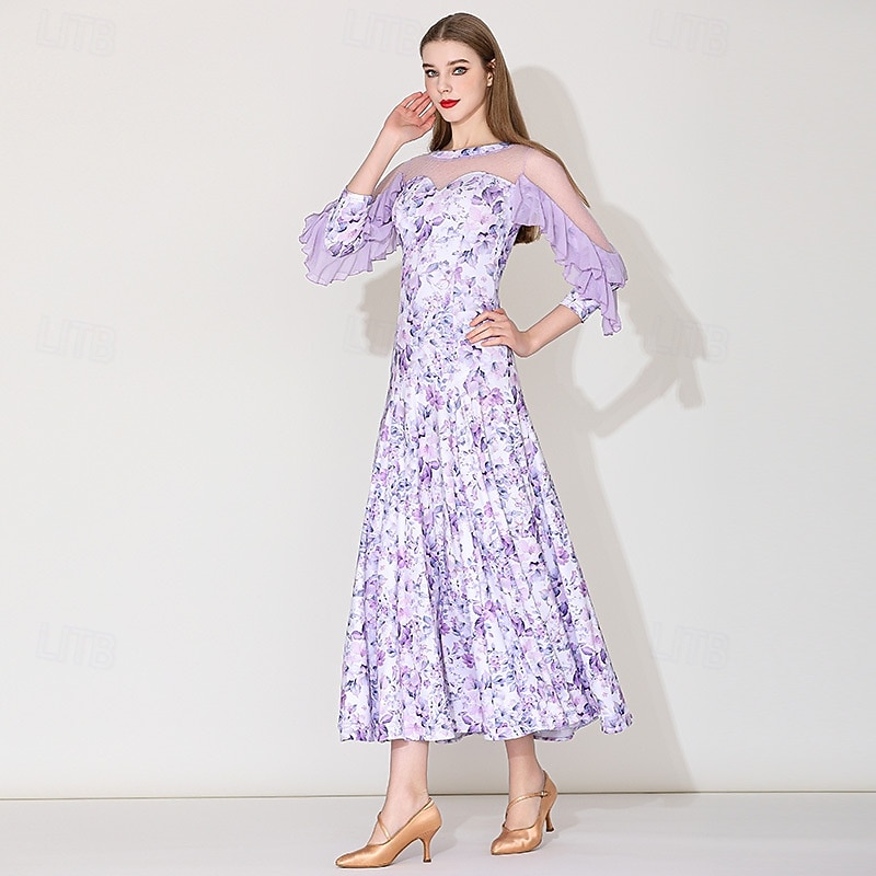 Tiodans Klänning Blomtryck Plisserat Tvinning Dam Fest Träning Prestanda Långärmad Elastan Polyester 2026 - QAR 574.91 –P6