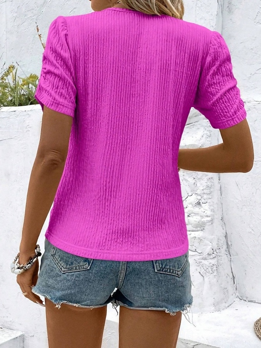 Women's T Shirt Tee Top Plain Fashion Classic Casual Short Sleeve Crew Neck Regular Tops Daily Going out Weekend Blue Black Pink Rose Red Light Blue Summer Spring 2026 - $21.99 –P13