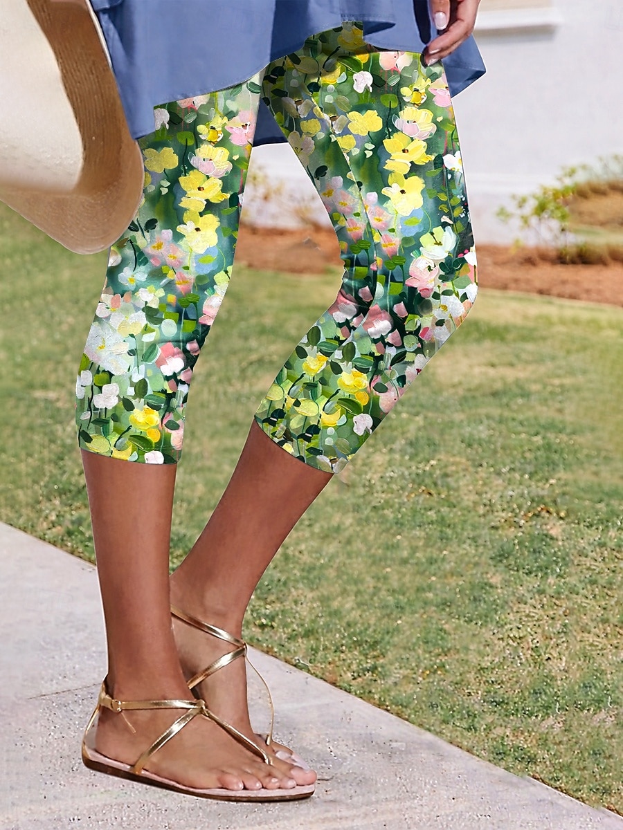 Dame kinesisk Leggings Ferie Mote Gatemote Capris Høy Midje Blomstret Grafisk Komfort Myk Bekvem Elastisk Daglig utendørs Feriereise Blå Lilla Grønn Sommer Vår Høst Slank Fasong 2026 - $21.99 –P1