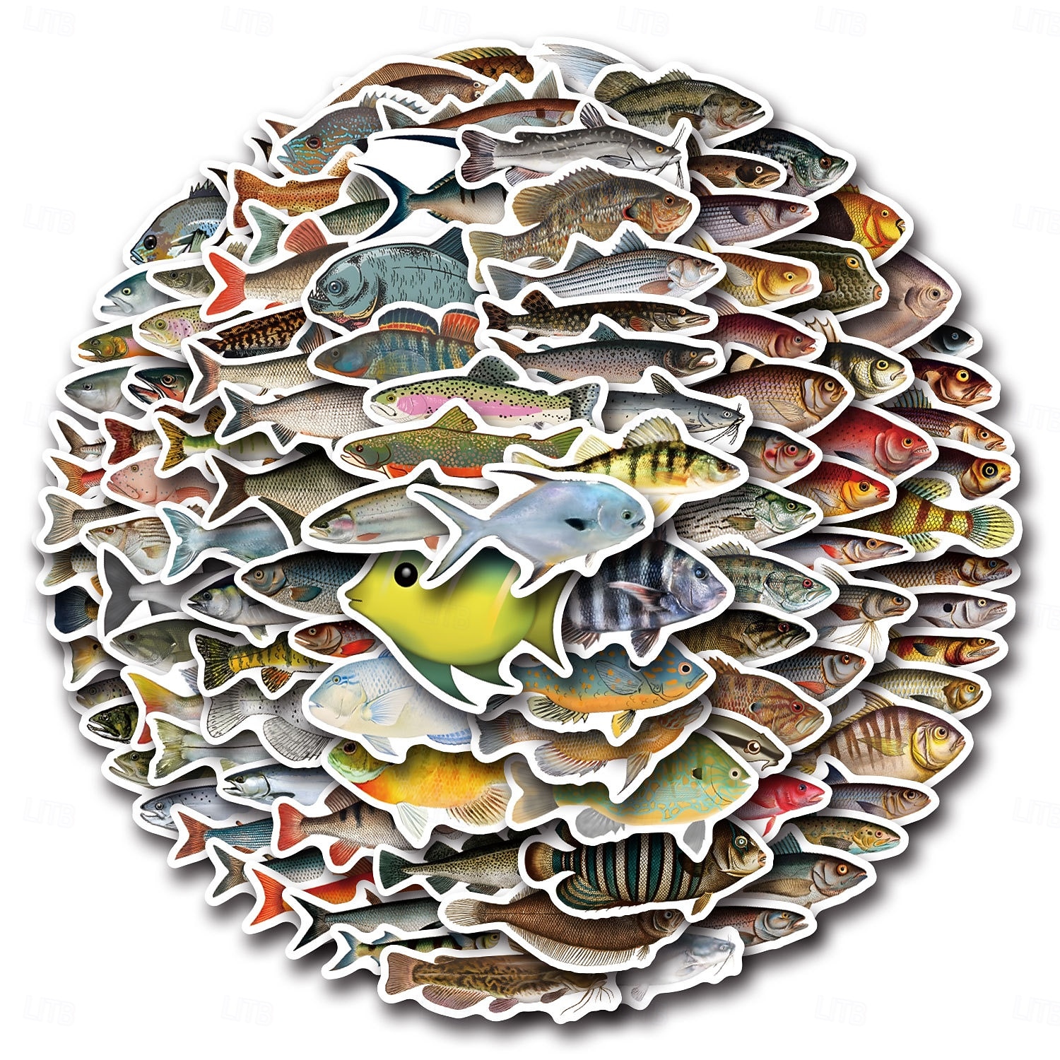 110 adesivi di pesci per adulti e bambini, adesivi in vinile impermeabili di animali marini oceanici per laptop, borraccia, telefono, Kindle, diario, album di ritagli, skateboard, bagagli, senza del 2026 a $10.49 –P8