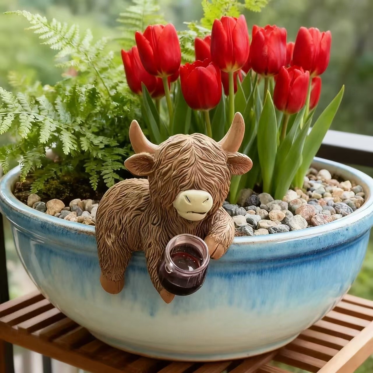 פסלוני שרף של פרה היילנד עם כוסות שתייה, תוספות חמודות לעציצים, פסל צפרדע משרף, מושלם לקישוט עציצים, גינות, אקווריומים וטרסות 2026 - $15.99 –P4