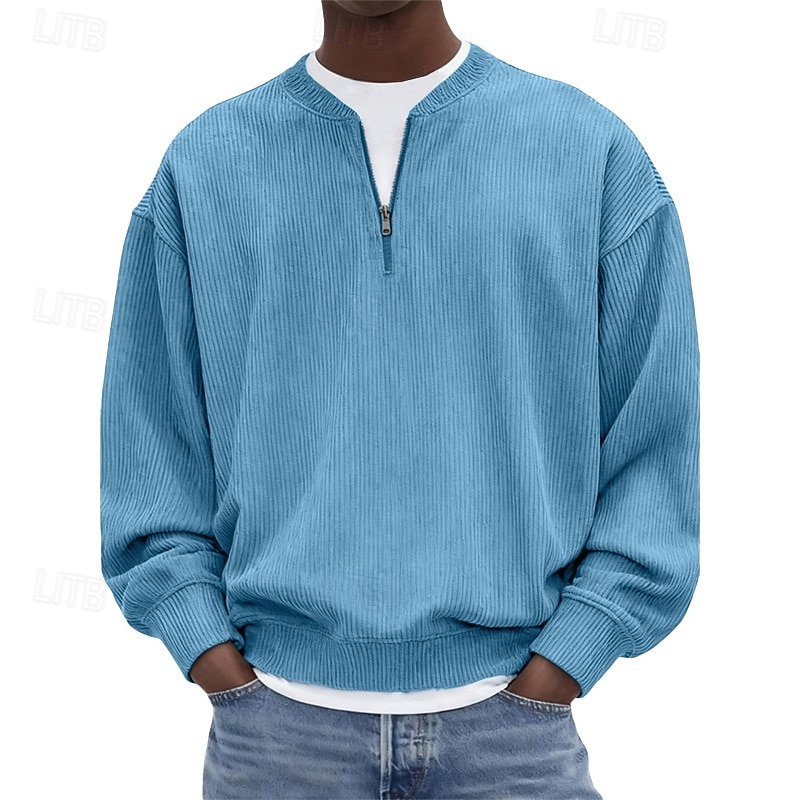 Voor heren Sweatshirt Sweatshirt met kwartrits blauw Zwart Wit Lichtgroen Marineblauw Halve rits Effen Kwart ritssluiting Dagelijks Sport & Outdoor Feestdagen Polyester Streetwear Basic Casual Lente 2026 - $32.99 –P8