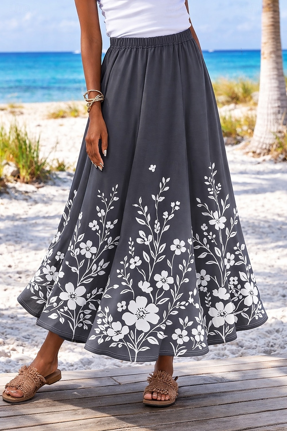 Damen Urlaubsrock Elegant Mode Lässig Maxi Hohe Taille Röcke Blumen Grafik Tasche Druck Mikroelastisch Täglich Strand Blau Schwarz Rosa Grün Sommer 2026 - $48.99 –P2