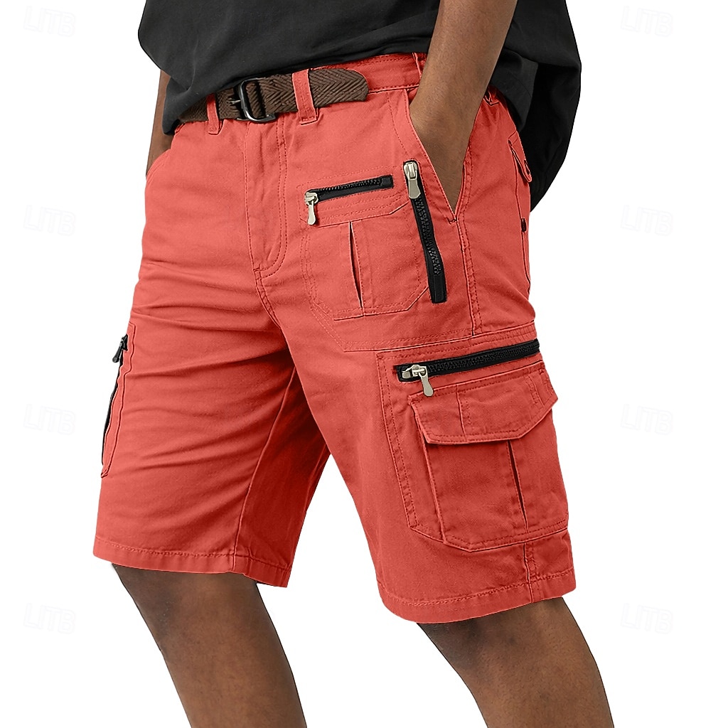Men's Tactical Cargo Cargo Shorts Shorts Casual Shorts Pocket Elastic Waist Plain Calf-Length Casual Outdoor Streetwear Fashion Streetwear Orange Brown Inelastic 2026 - $35.99 –P4