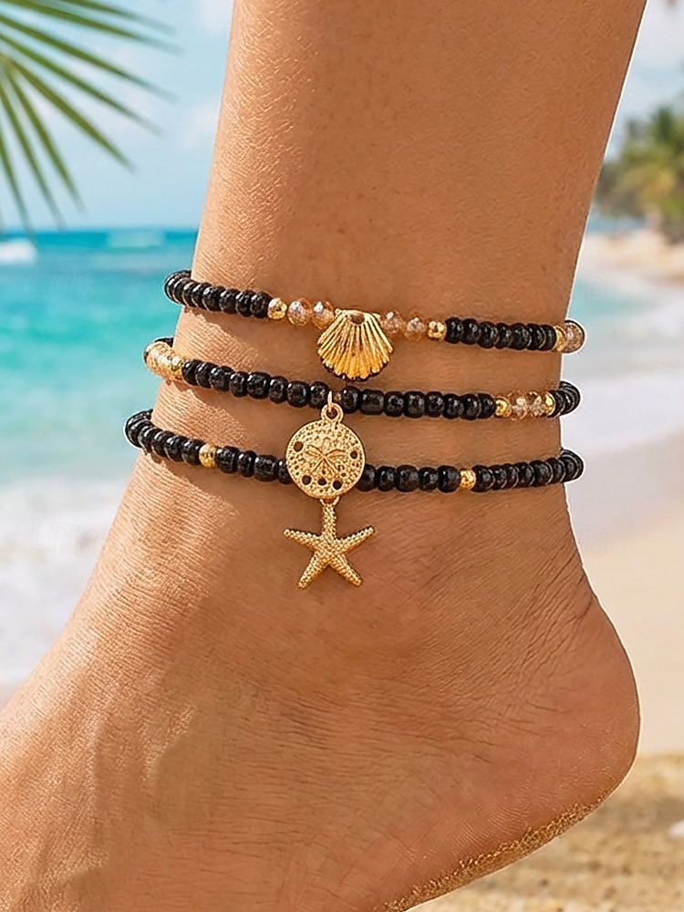 Women's Boho Elastic Beaded Anklet Set, Alloy Beads, Stretchable, Multi-Color, Trendy Summer Foot Jewelry, Perfect for Vacation, Travel and Daily Casual Wear 2026 - $7.99 –P5