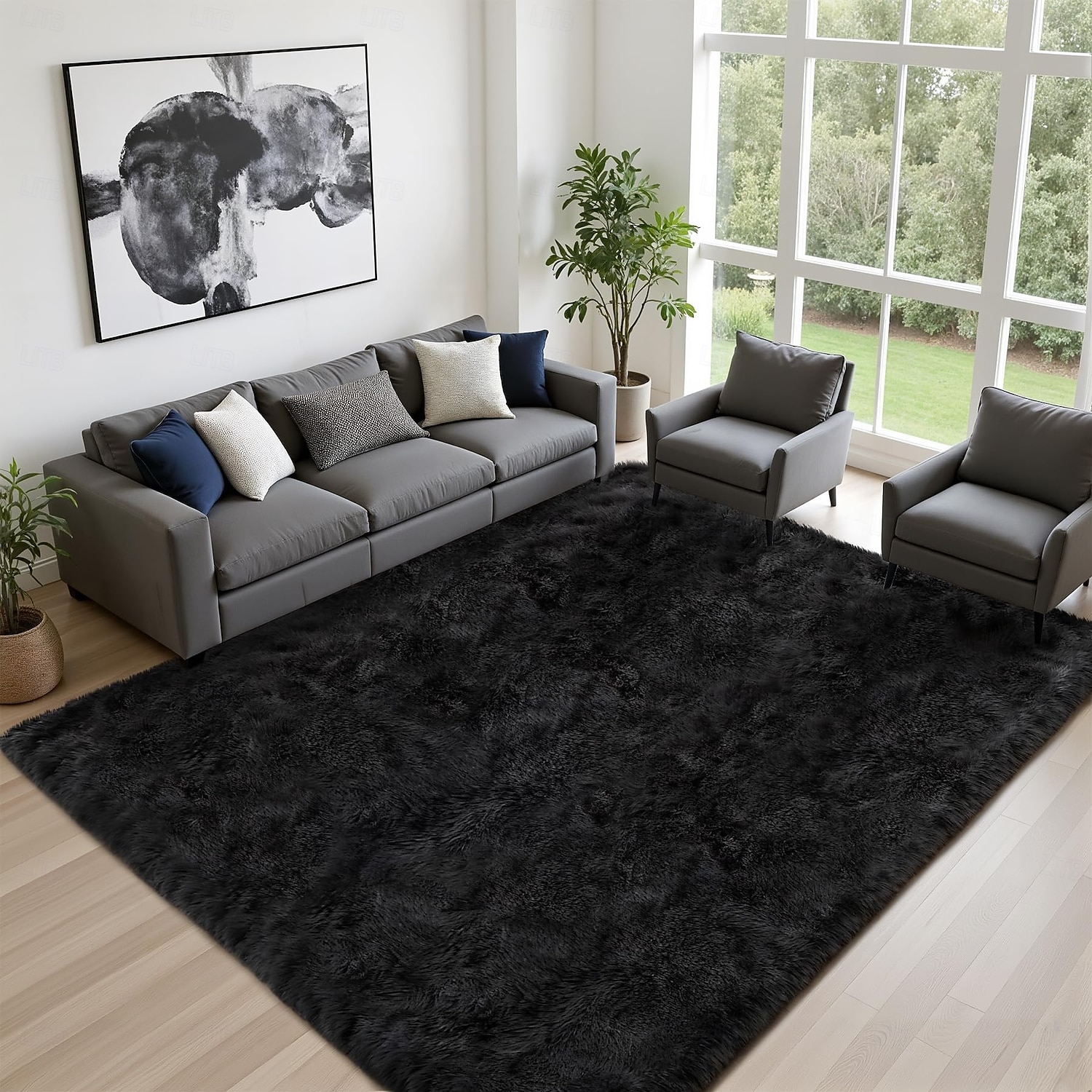 Alfombras para sala de estar y dormitorio: alfombra de pelo largo ultrasuave y mullida, antideslizante, que no suelta pelusa, alfombra grande y mullida para interiores, ideal para habitaciones 2026 - $49.99 –P2